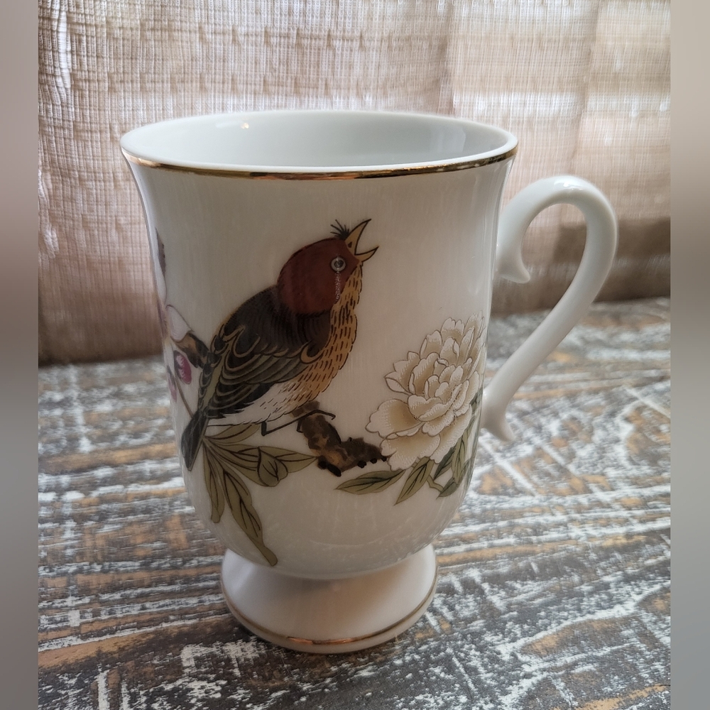 Shafford Chinese Peony Flower And Bird Coffee Mug Vintage